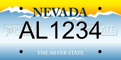 AL1234 Nevada License Plate
