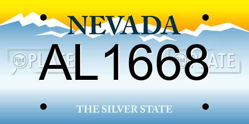 AL1668 Nevada License Plate