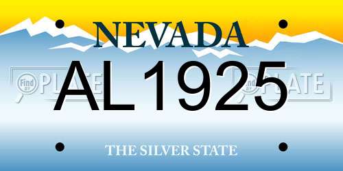 AL1925 Nevada License Plate