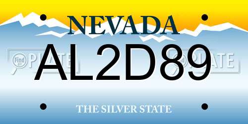AL2D89 Nevada License Plate
