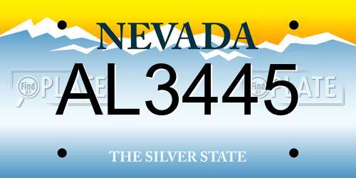 AL3445 Nevada License Plate