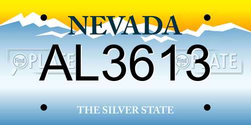 AL3613 Nevada License Plate