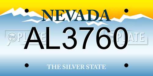 AL3760 Nevada License Plate
