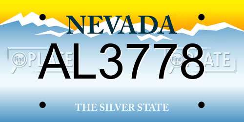 AL3778 Nevada License Plate