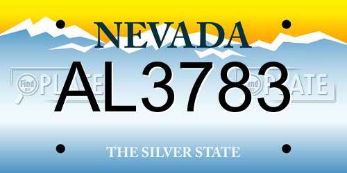 AL3783 Nevada License Plate