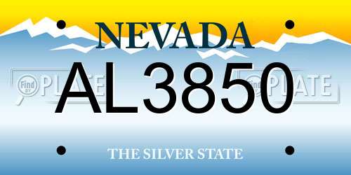 AL3850 Nevada License Plate