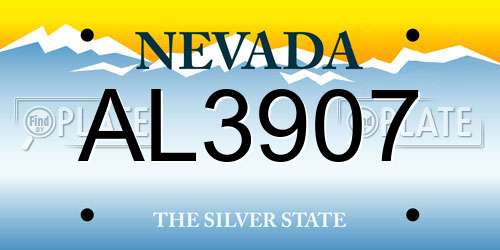 AL3907 Nevada License Plate