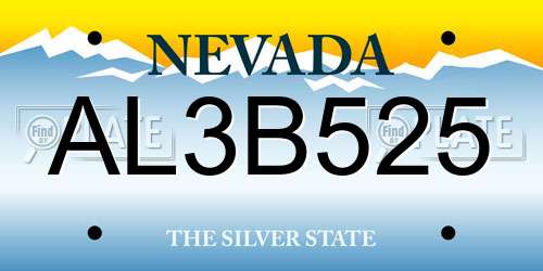 AL3B525 Nevada License Plate