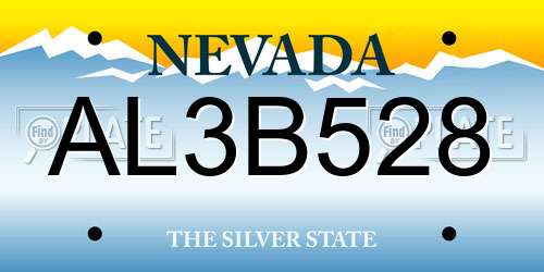 AL3B528 Nevada License Plate