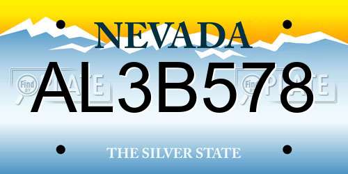 AL3B578 Nevada License Plate