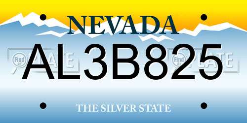 AL3B825 Nevada License Plate