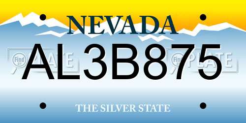 AL3B875 Nevada License Plate