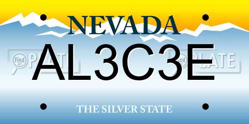 AL3C3E Nevada License Plate