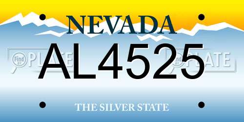 AL4525 Nevada License Plate