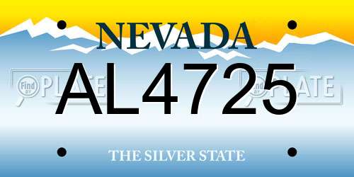 AL4725 Nevada License Plate
