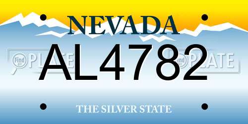 AL4782 Nevada License Plate