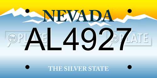 AL4927 Nevada License Plate