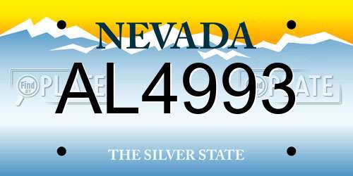 AL4993 Nevada License Plate