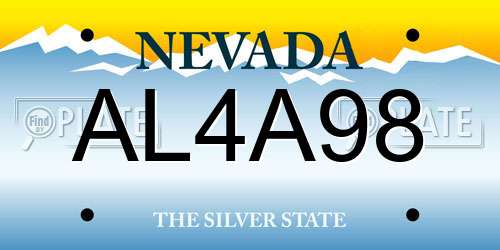 AL4A98 Nevada License Plate
