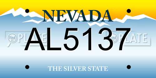 AL5137 Nevada License Plate
