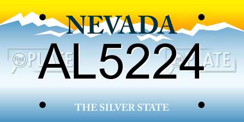 AL5224 Nevada License Plate