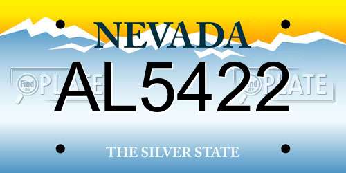 AL5422 Nevada License Plate