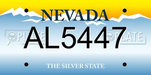 AL5447 Nevada License Plate
