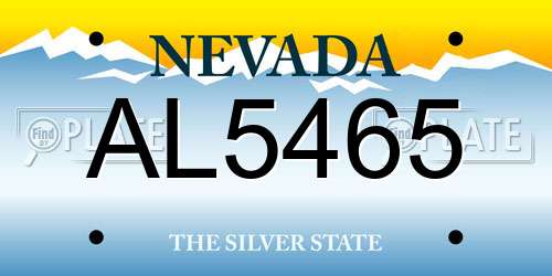 AL5465 Nevada License Plate