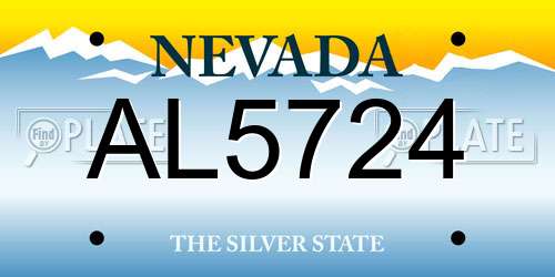 AL5724 Nevada License Plate