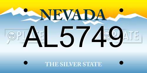 AL5749 Nevada License Plate