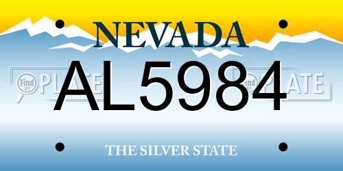 AL5984 Nevada License Plate