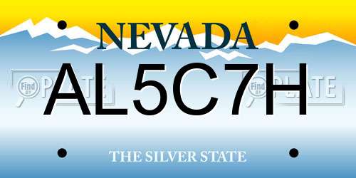 AL5C7H Nevada License Plate