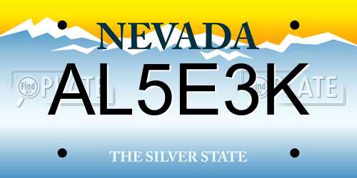 AL5E3K Nevada License Plate