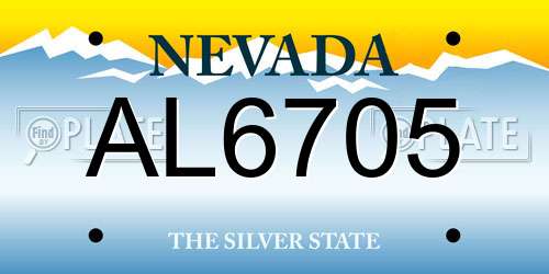 AL6705 Nevada License Plate