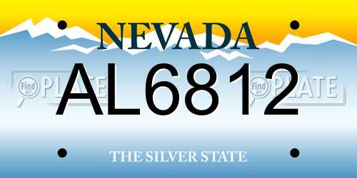 AL6812 Nevada License Plate