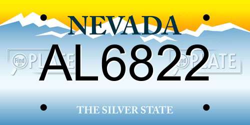 AL6822 Nevada License Plate