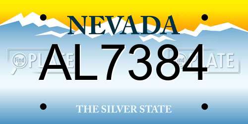 AL7384 Nevada License Plate