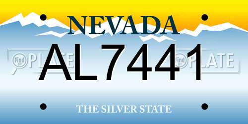 AL7441 Nevada License Plate