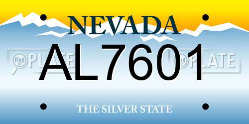 AL7601 Nevada License Plate