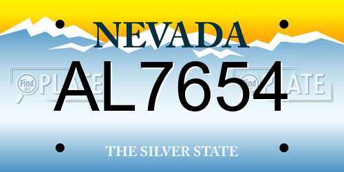 AL7654 Nevada License Plate