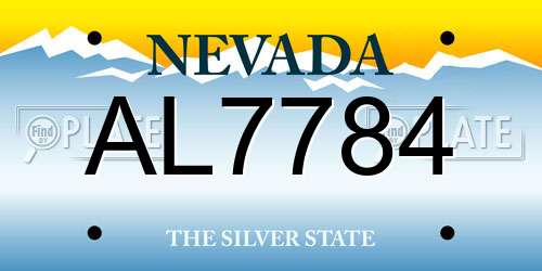 AL7784 Nevada License Plate