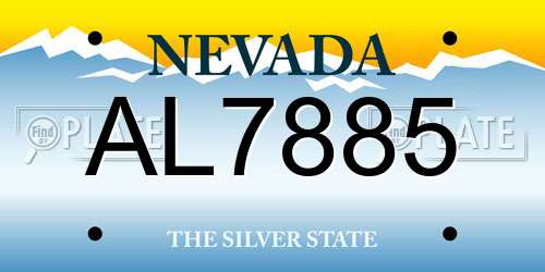 AL7885 Nevada License Plate