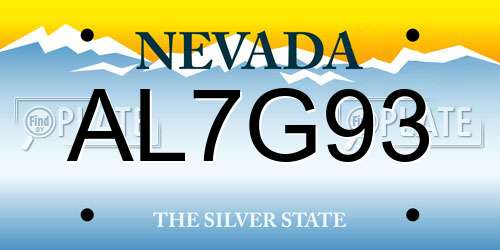 AL7G93 Nevada License Plate