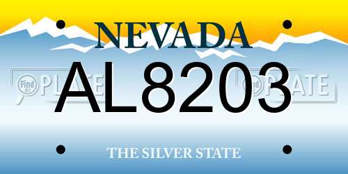 AL8203 Nevada License Plate