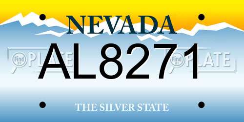 AL8271 Nevada License Plate