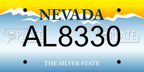 AL8330 Nevada License Plate