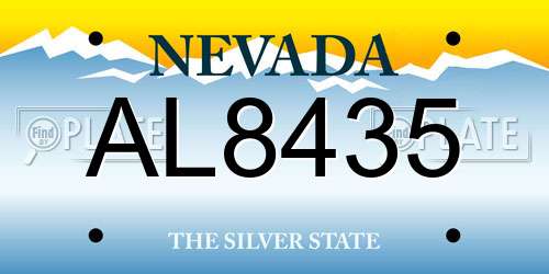 AL8435 Nevada License Plate