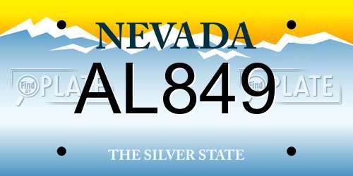 AL849 Nevada License Plate