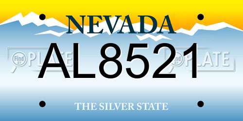 AL8521 Nevada License Plate