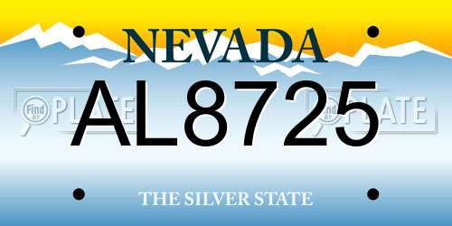 AL8725 Nevada License Plate
